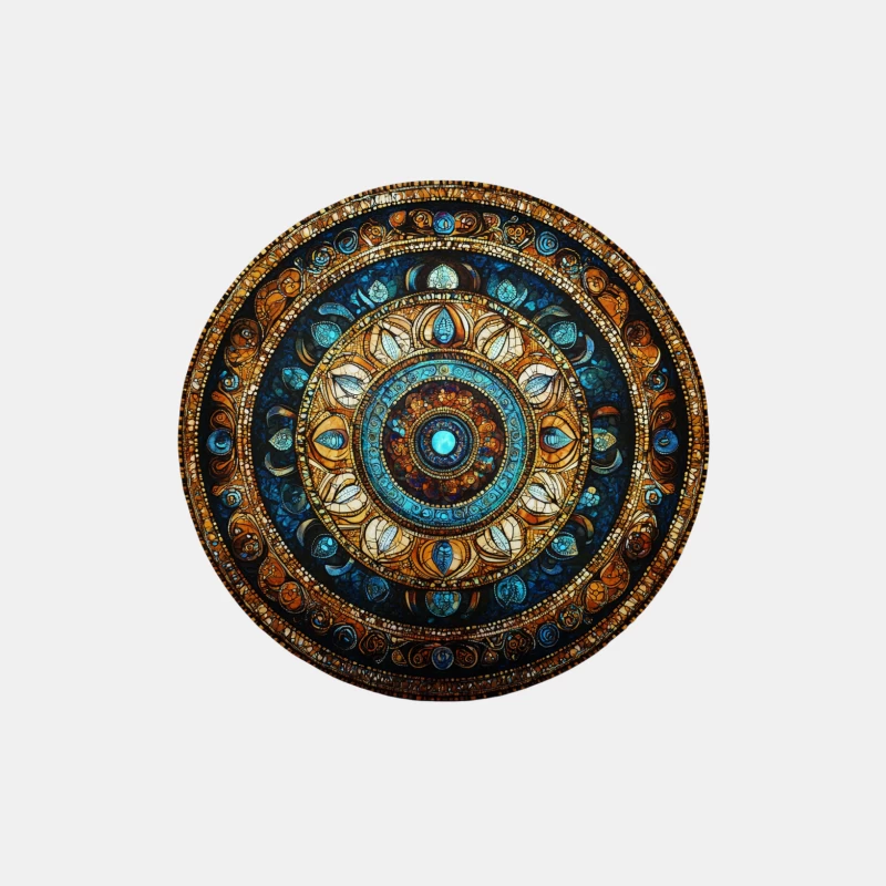 Intricate Blue and Gold Circular Mandala Art Male Tank Top
