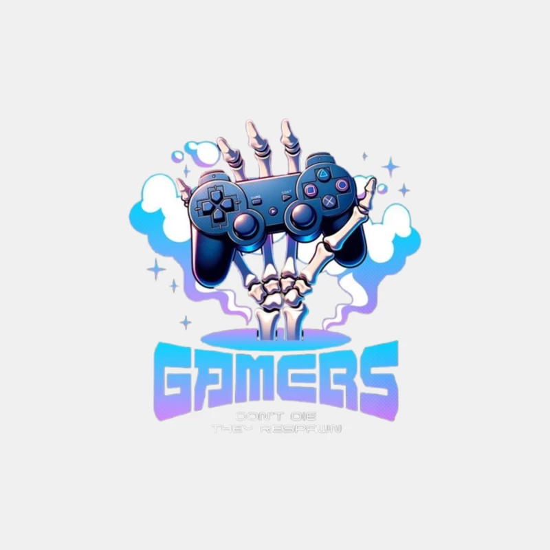 Skeletal Gamer's PlayStation Controller Art in Blue Male Tank Top