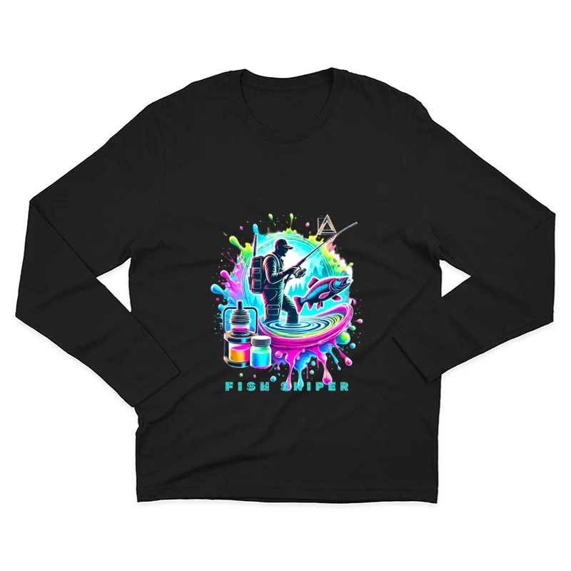 Colorful Fish Sniper: Vaping and Fishing Art Male Long Sleeve T-Shirt