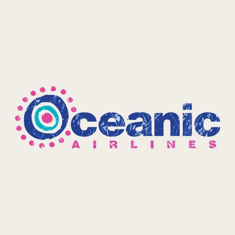 Oceanic Airlines Vintage-Style Logo Design with Blue and Pink Color Scheme Bucket Hat