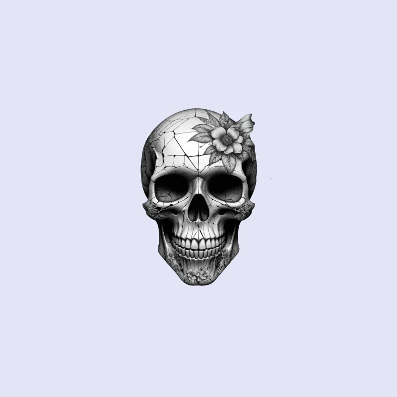Intricate Floral Skull Design Desk Mat