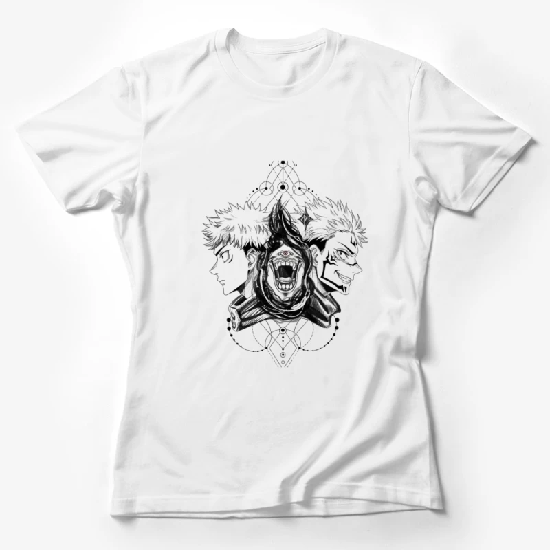 Schwarze Anime-Silhouette mit Dämon Damen T-Shirt