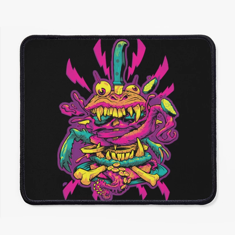 Colorful Grotesque Monster with Knife Mouse Pad