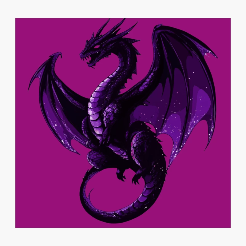 Majestic Purple Dragon in Starry Fantasy Realm Throw Pillow