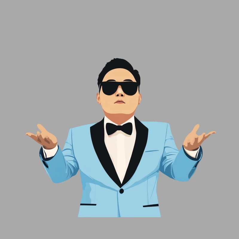 Stylish Cartoon Man in Blue Suit and Sunglasses Female Pullover Hoodie