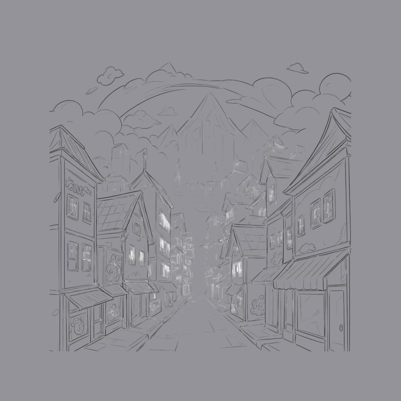 Charming Village with Mountains Mouse Pad