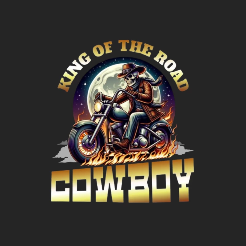 King of the Road: Skeleton Cowboy Biker Under Moonlight Female Pullover Sweatshirt