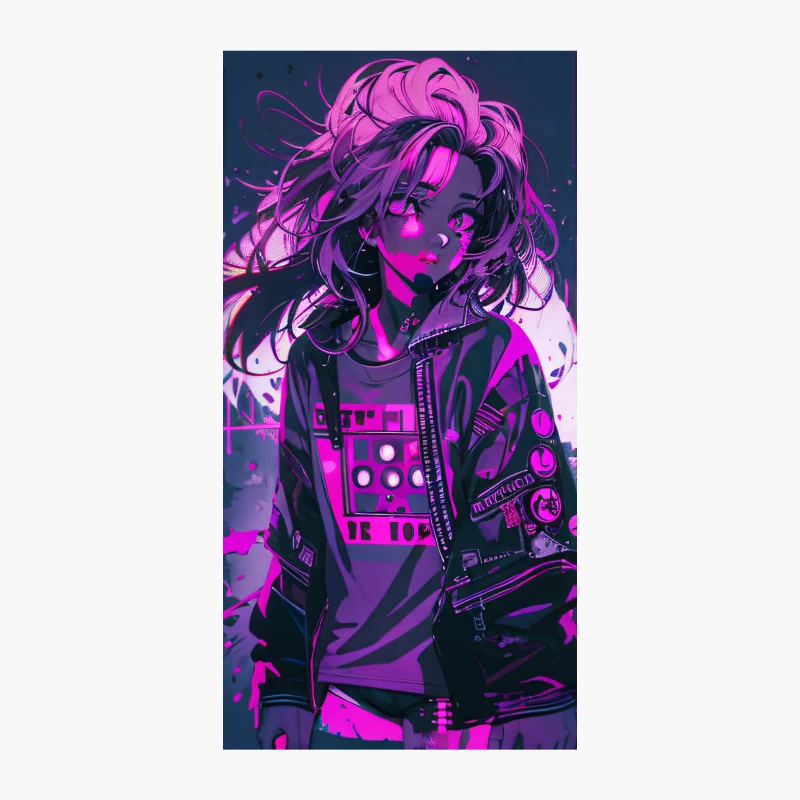 Neon Cyberpunk Girl in Futuristic Urban Fashion iPhone Case