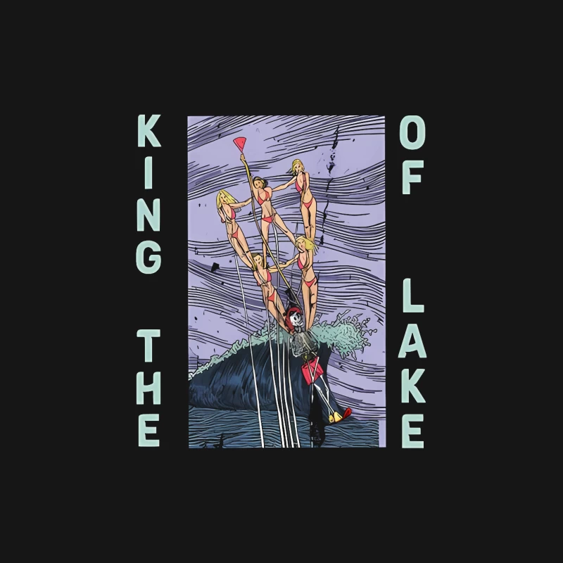 Vintage Summer Water Skiing Illustration on the Lake Mouse Pad