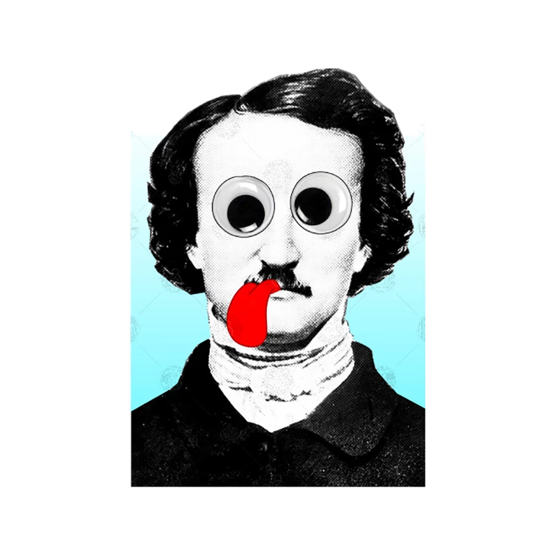 Edgar Allan Poe Graphic Design TongueGoogly Eyes Tapestry