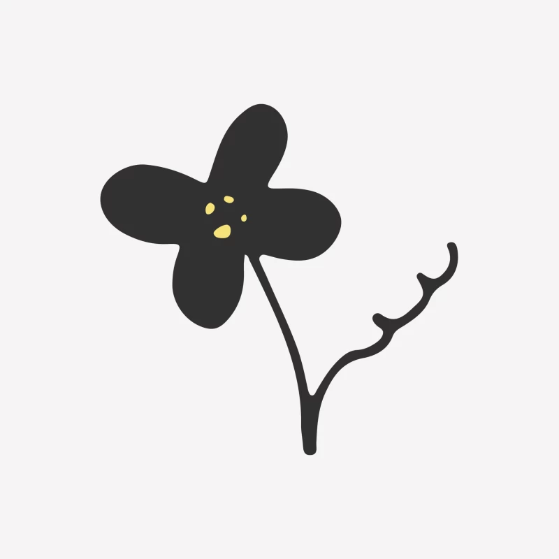 Fleur minimaliste avec points jaunes Femme T-Shirt