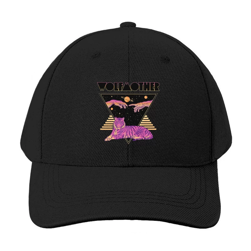 Cosmic Tiger with Mystical Hands in Retro Synthwave Style Baseball Cap