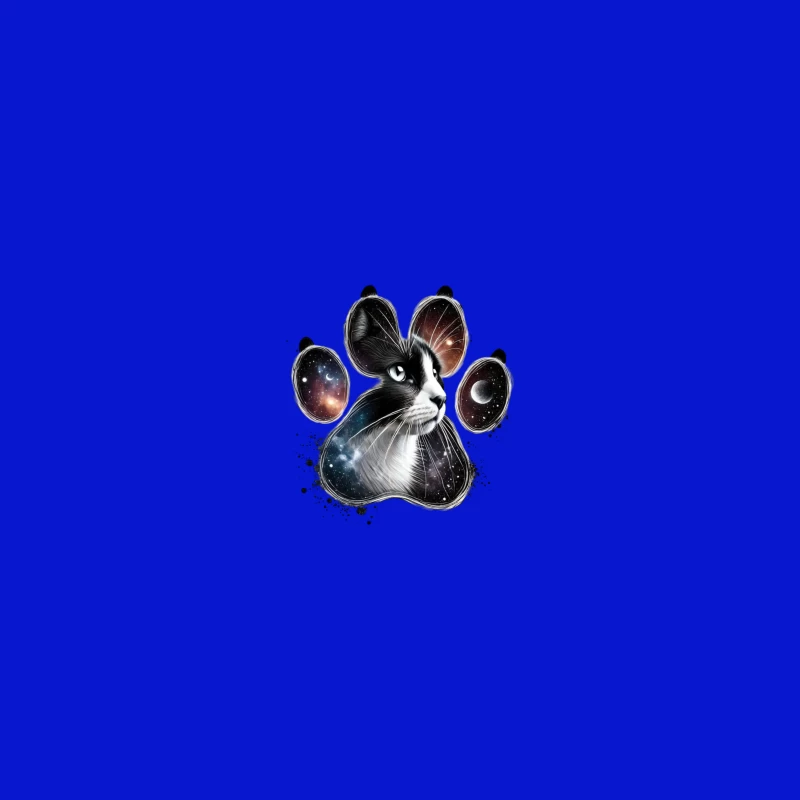 Cosmic Cat Paw Print Art Desk Mat