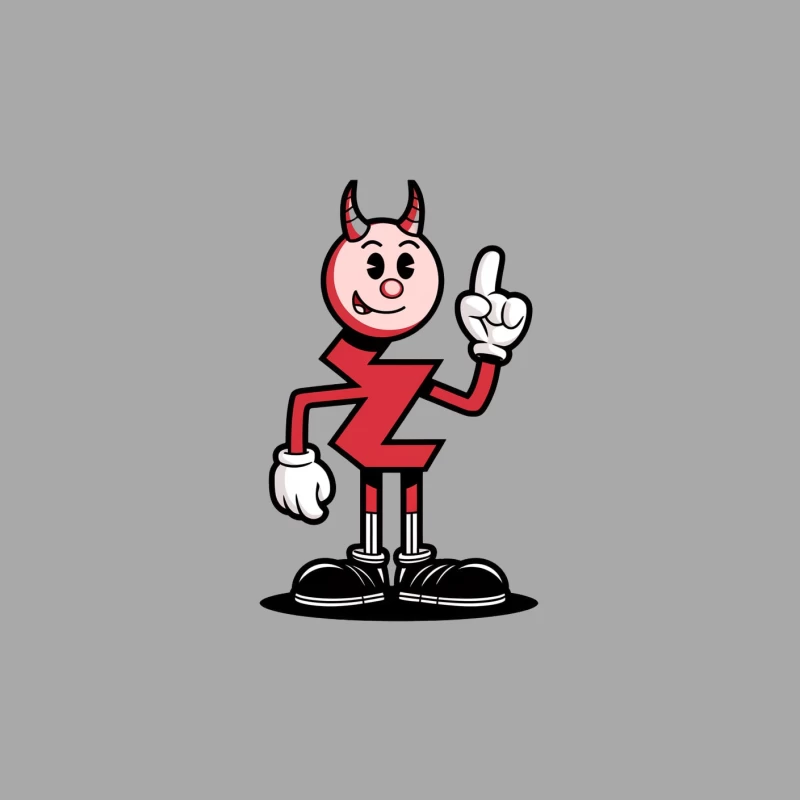 Vintage Red Devil Mascot Character Pointing Upward Female Pullover Hoodie