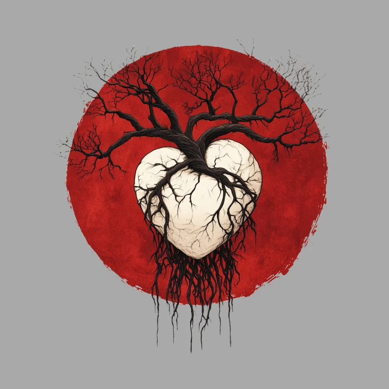 Dark Tree Heart against Blood Moon Female Pullover Hoodie