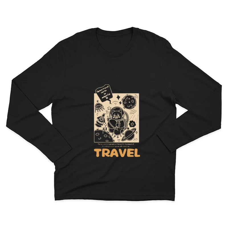 Weltraum-Abenteuer mit niedlichem Tier Herren Langarm T-Shirt
