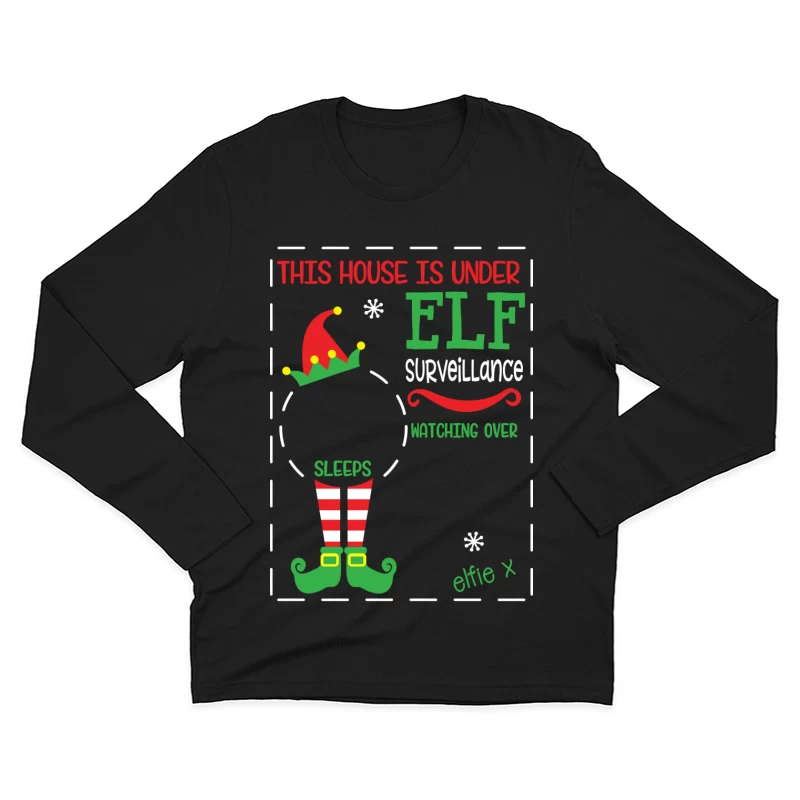 Surveillance par lutin pour Noël Homme Manches Longues T-Shirt
