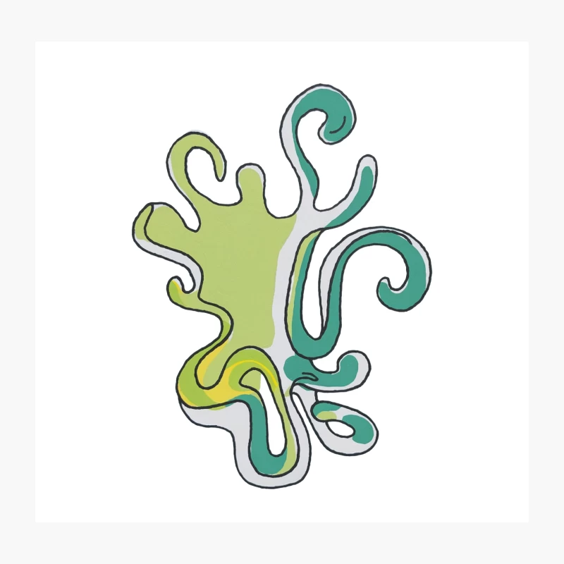 Abstract Organic Splash Design in Green and Teal Throw Pillow