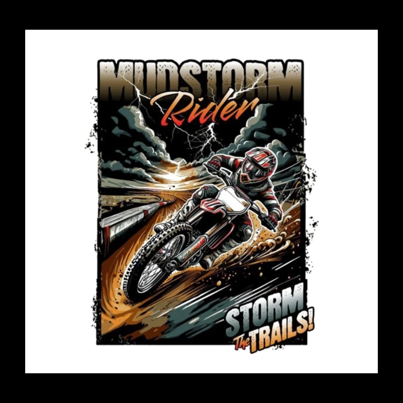 Mudstorm Rider: Extreme Off-Road Motorcycle Racing Through the Storm Throw Pillow