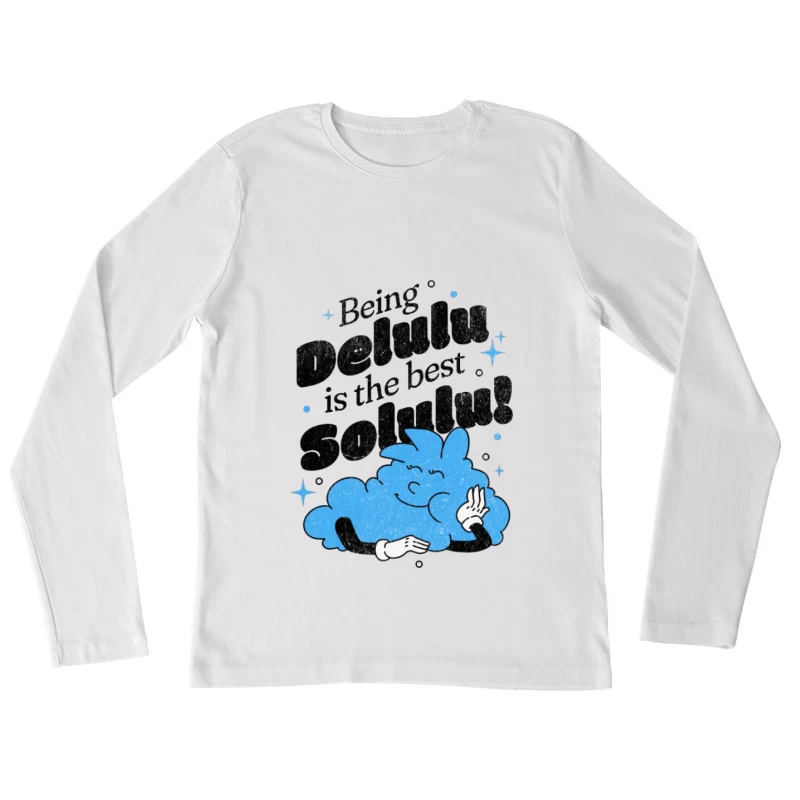 Niedliche, wolkige Illustration mit motivierendem Spruch Damen Langarm T-Shirt