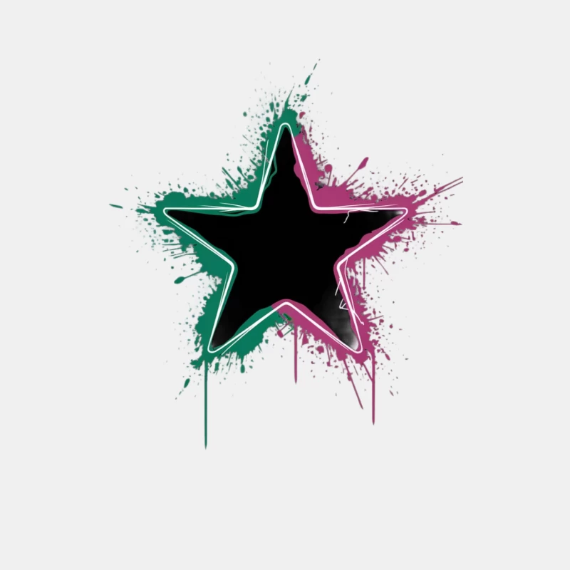 Artistic Graffiti Star with Green and Pink Splash Effect Male Tank Top