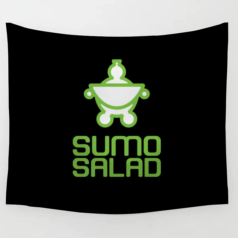 Green Minimalist Sumo Salad Restaurant Logo Tapestry