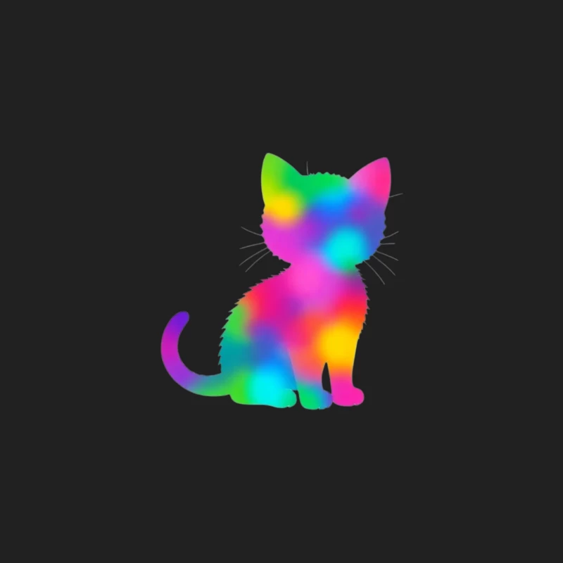 Rainbow Gradient Cat Silhouette Art Bucket Hat