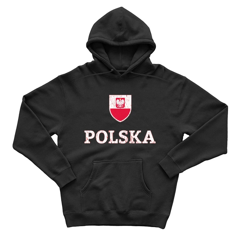 Polish National Shield with Eagle Emblem and Text Male Pullover Hoodie