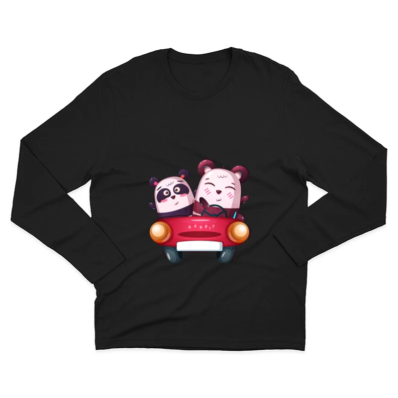 Panda et Ours dans une Voiture Homme Manches Longues T-Shirt