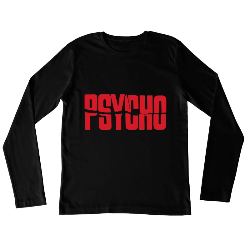 Red Typography Logo of Classic Horror Film "Psycho" Female Long Sleeve T-Shirt