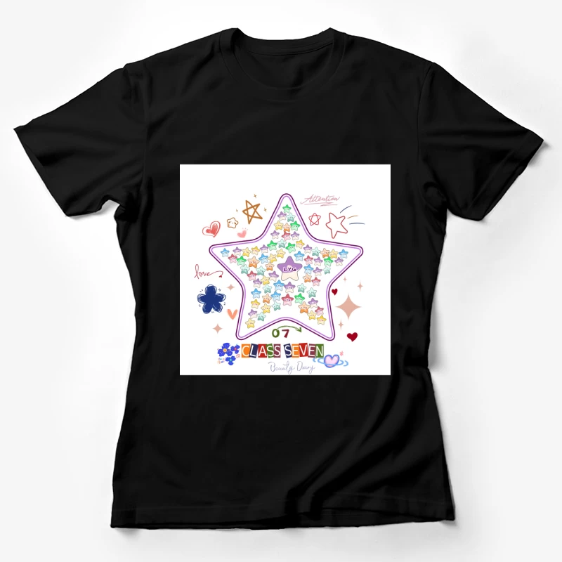 Buntes Stern-Collage-Design Damen T-Shirt