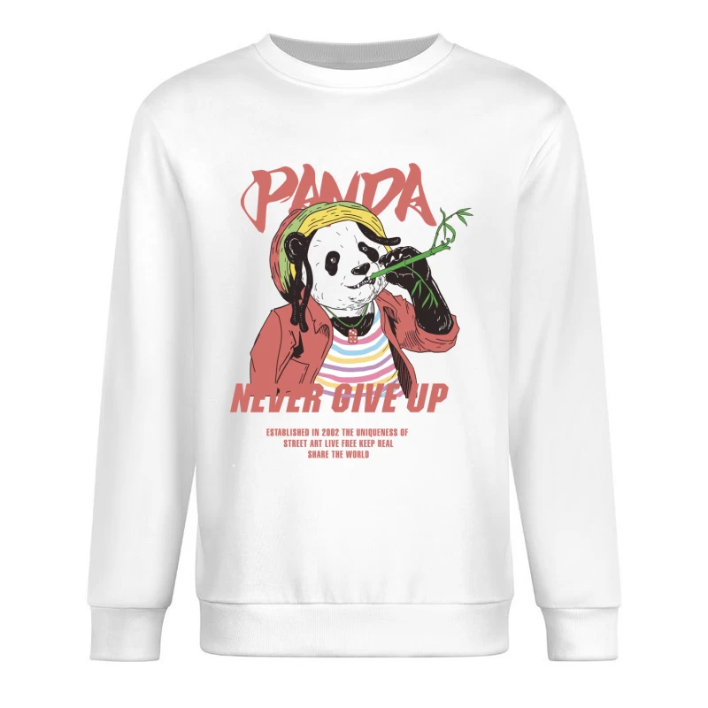 Panda Street Art: Niemals Aufgeben Herren Pullover Sweatshirt