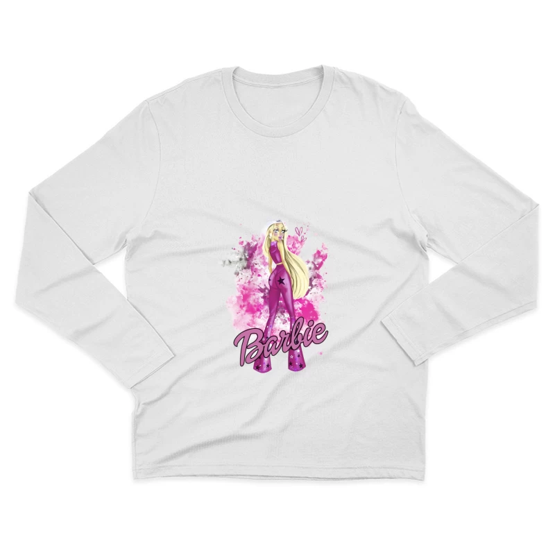 Lila Barbie Mode Illustration Herren Langarm T-Shirt