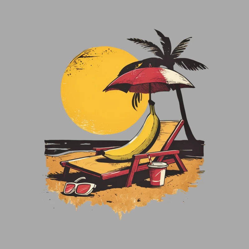 Tropical Beach Vacation with Banana Relaxation Female Pullover Hoodie