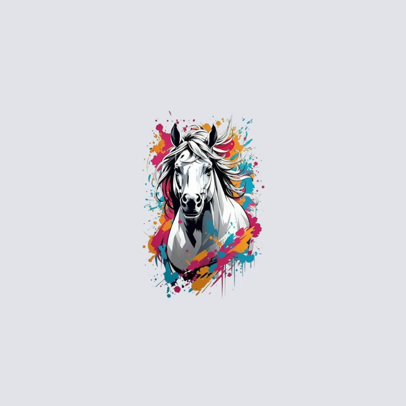 Colorful Digital Art of a Horse Desk Mat