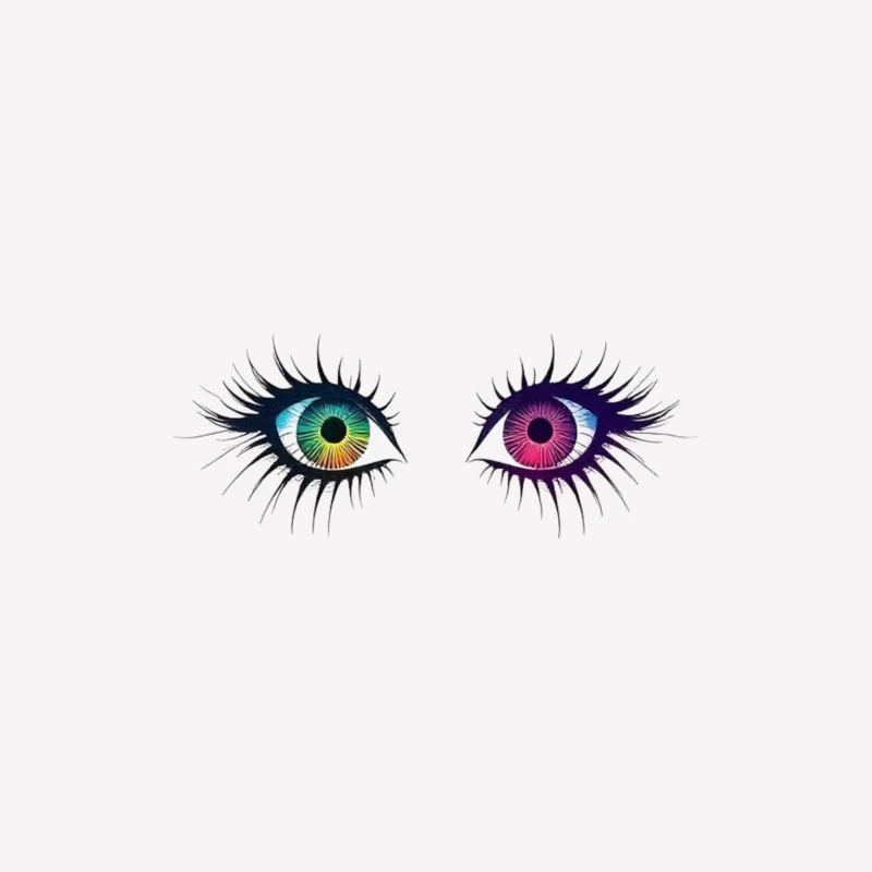 Artistic Illustration of Colorful Heterochromatic Eyes Female T-Shirt