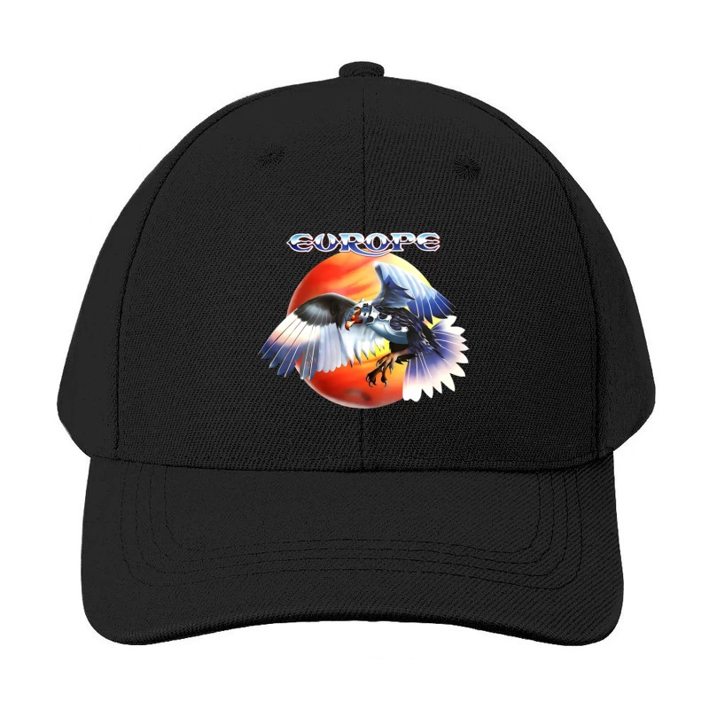 Europe Band Logo with Majestic Eagle Against Sunset Baseball Cap