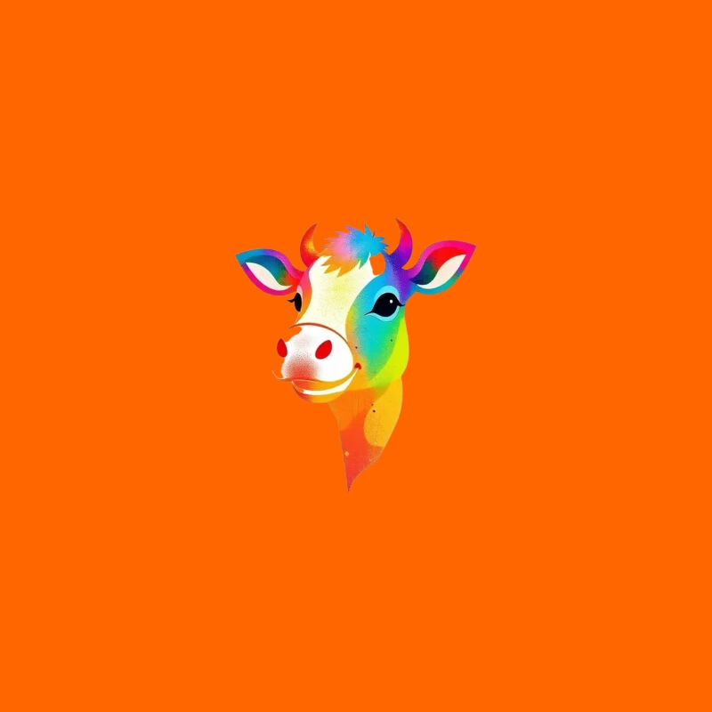 Colorful Cartoon Cow Illustration Coffee Mug