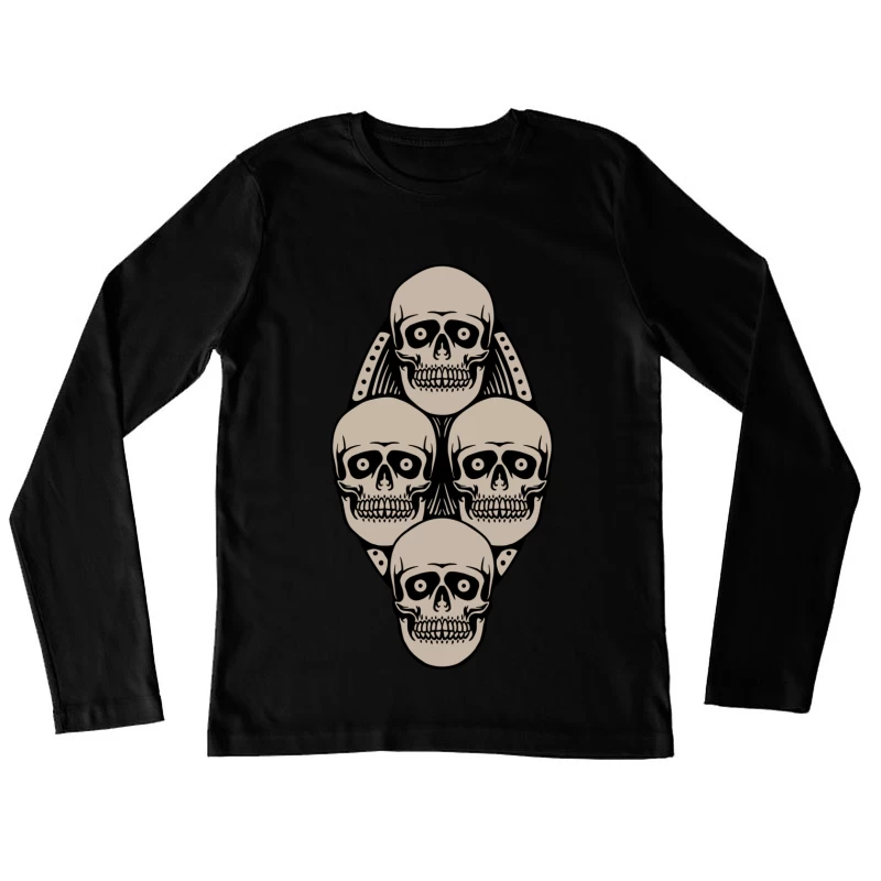 Artistic Skull Design Female Long Sleeve T-Shirt