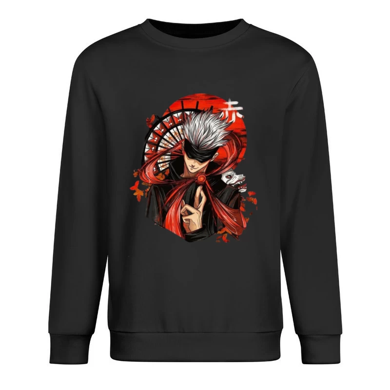 Stylischer Charakter mit Maske und rotem Element Herren Pullover Sweatshirt