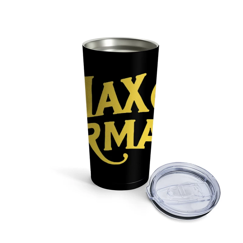 Max & Erma's Yellow Typography Logo Design Travel Mug