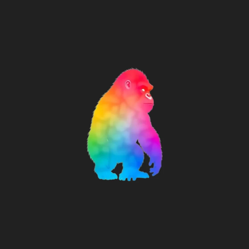 Rainbow Gradient Gorilla Silhouette Art Bucket Hat