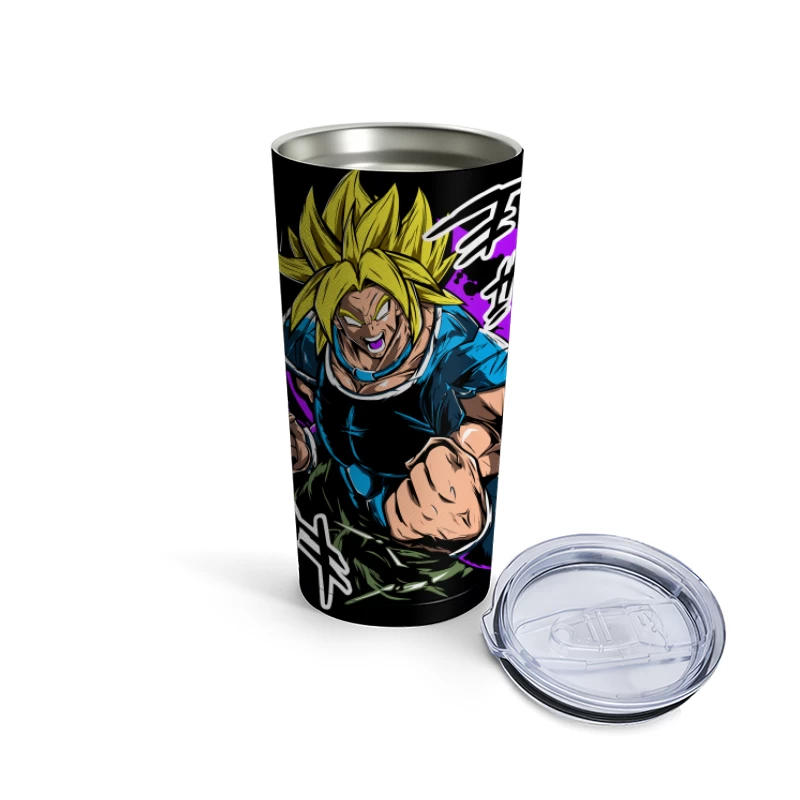 Anime Character in Action with Bright Colors Travel Mug