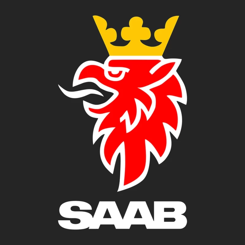 Saab Automotive Red Griffin Logo with Crown Male Pullover Sweatshirt