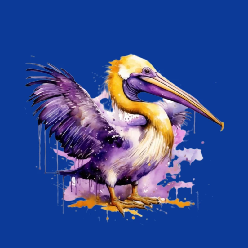 Colorful Watercolor Illustration of a Pelican Pin