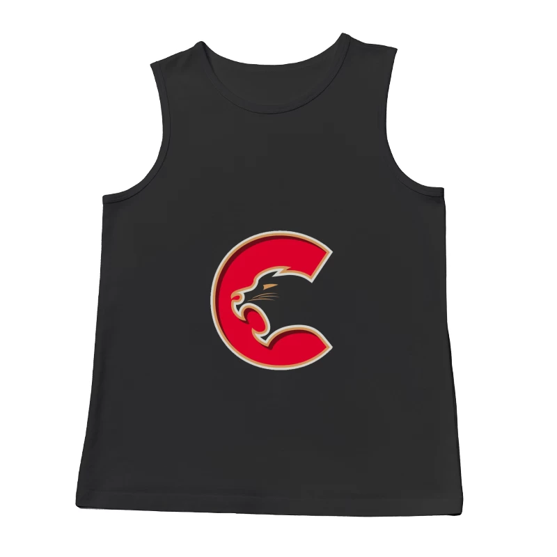 Red Cougar Letter C Sports Logo Design Male Tank Top