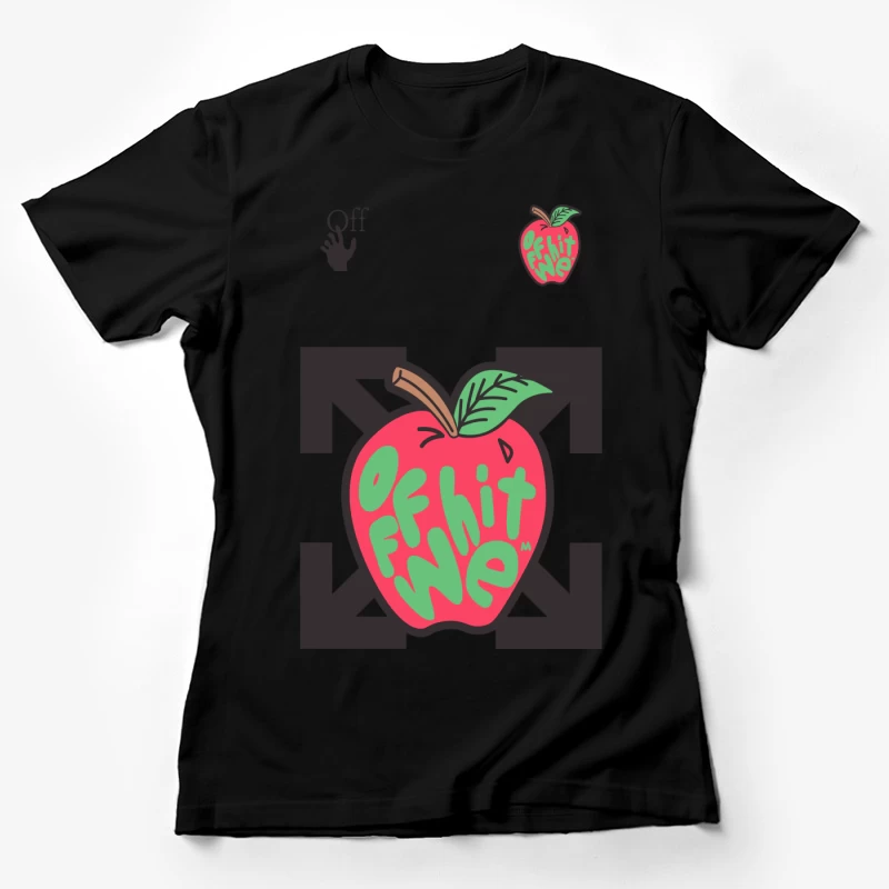 Buntes Apfeldesign mit Text Damen T-Shirt