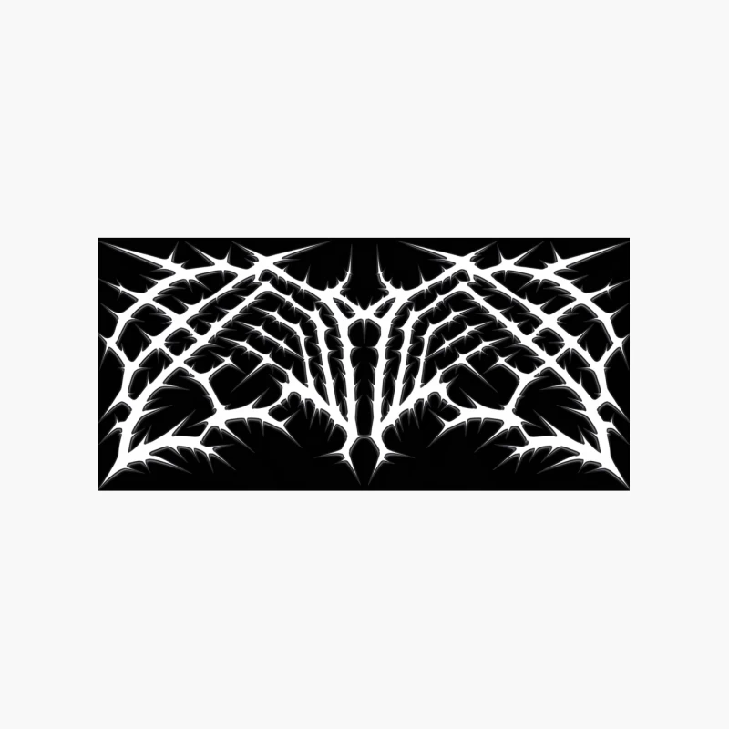 Symmetrical Spiky Metal Band Logo in Black and White Cotton Tote Bag