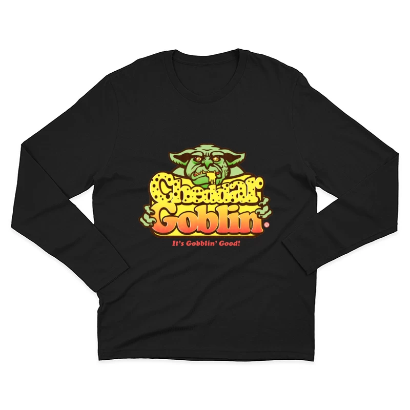 Retro Goblin Character Food Logo with Yellow Typography Male Long Sleeve T-Shirt