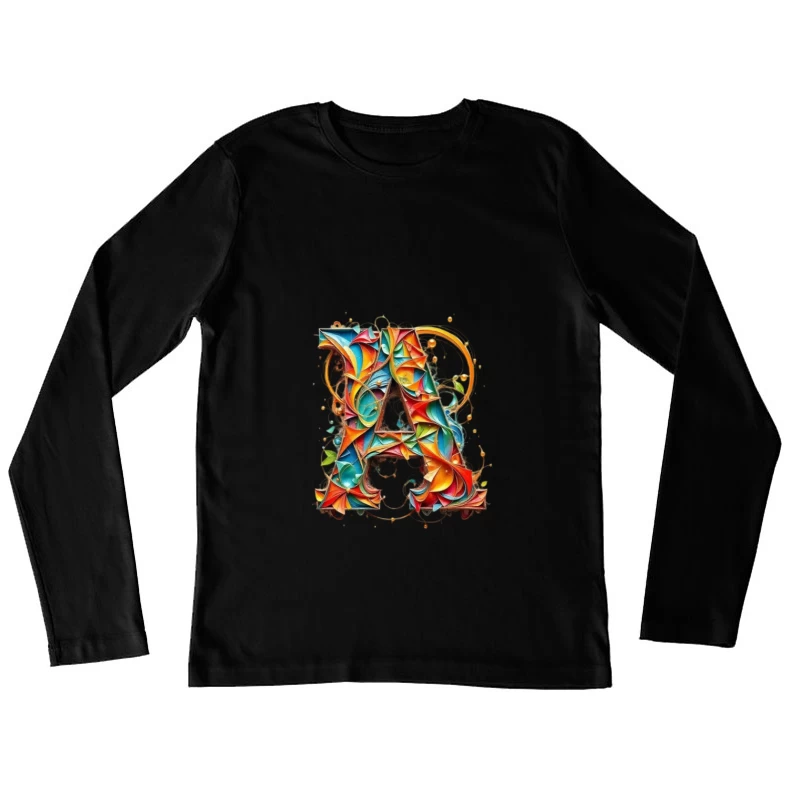 Vibrant Paper Quilled Letter A Typography Art Female Long Sleeve T-Shirt